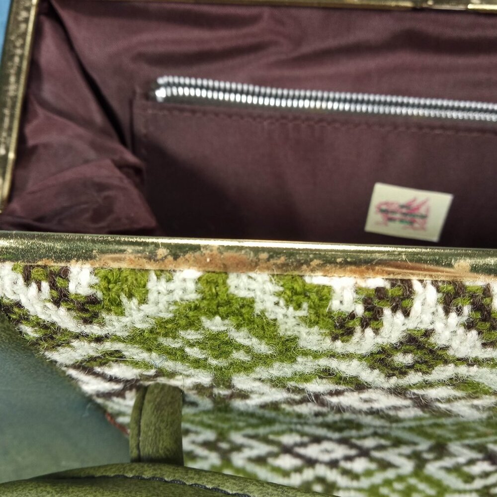 1960's Olive with Welsh Fabric Structured Purse - Picture 6 of 9